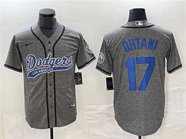 Men's Los Angeles Dodgers #17 Shohei Ohtani Gray Cool Base With Patch Stitched Baseball Jersey,We sell and wholesale Men's Los Angeles Dodgers #17 Shohei Ohtani Gray Cool Base With Patch Stitched Baseball Jersey on line form chian!